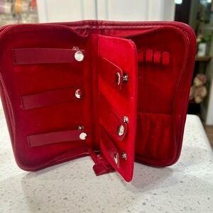 Red Zipper jewelry  Travel Case, Red Velvet Inside